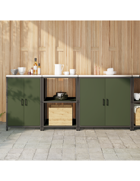 Set di Stoccaggio per Cucina con lo scaffale 3 pcs Verde oliva