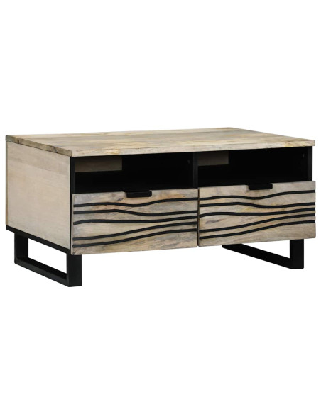 Tavolino da salotto con cassetto Beige e Nero 80 x 54 x 40 cm