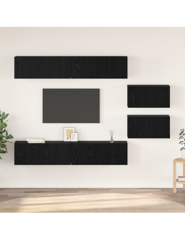 Set mobile TV 6 pcs Rovere Nero Legno multistrato