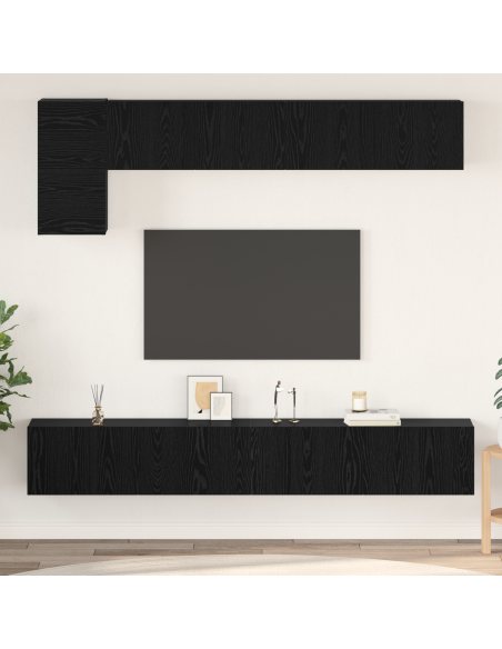 Set mobile TV 5 pcs Rovere Nero Legno multistrato