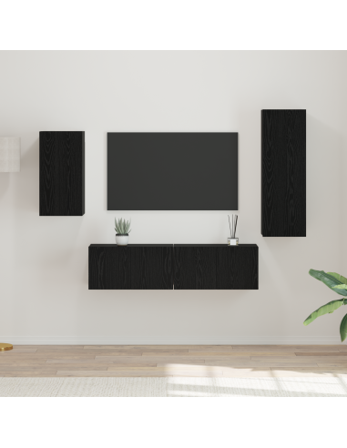 Set mobile TV 4 pcs Rovere Nero Legno multistrato