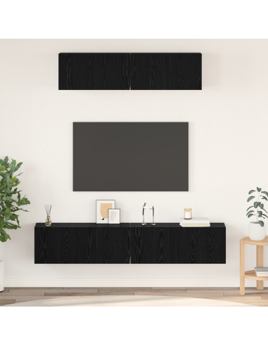 Set mobile TV 4 pcs Rovere Nero Legno multistrato