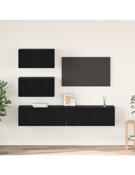 Set mobile TV 4 pcs Rovere Nero Legno multistrato