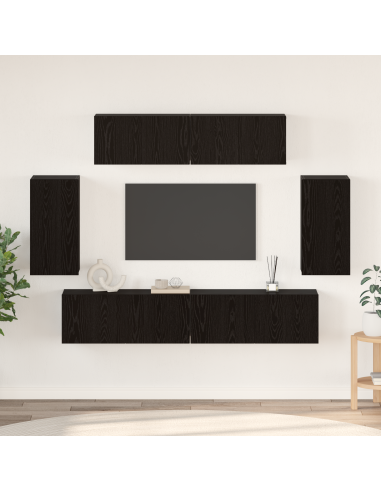 Set mobile TV 6 pcs Rovere Nero Legno multistrato