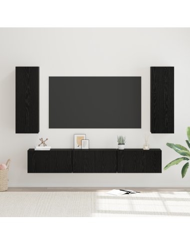 Set mobile TV 5 pcs Rovere Nero Legno multistrato