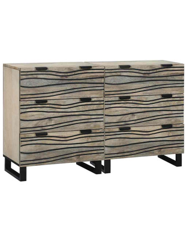 Set di Credenze con cassetto 2 pcs Bianco 60 x 33,5 x 75 cm