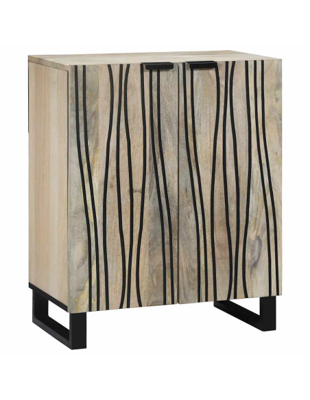 Credenza Bianco 60 x 33,5 x 75 cm Legno di mango massello