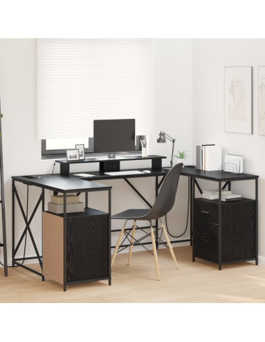 Scrivania Rovere Nero 182 x 101 x 87,5 cm Legno multistrato