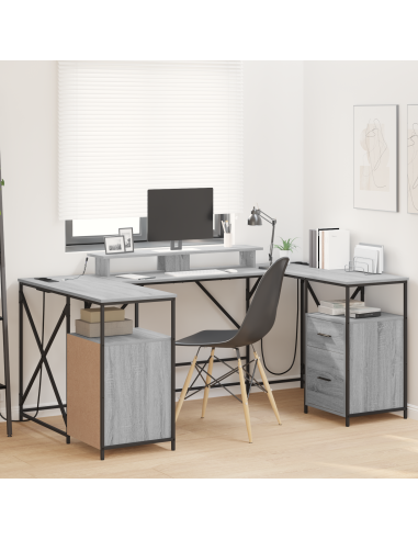 Scrivania Grigio Sonoma 182 x 101 x 87,5 cm Legno multistrato