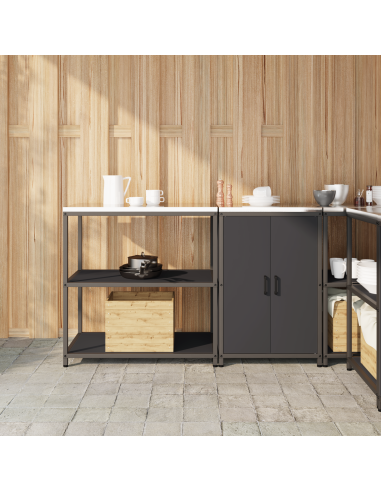 Set di Stoccaggio per Cucina con lo scaffale 2 pcs Nero