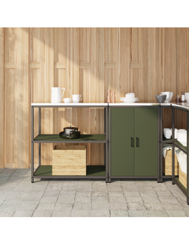 Set di Stoccaggio per Cucina con lo scaffale 2 pcs Verde oliva