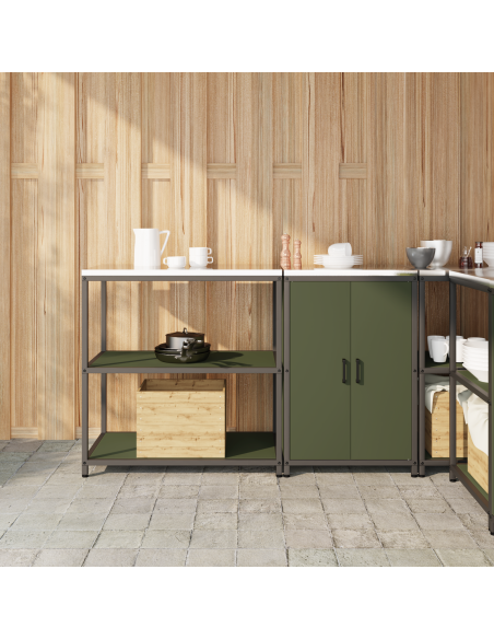 Set di Stoccaggio per Cucina con lo scaffale 2 pcs Verde oliva