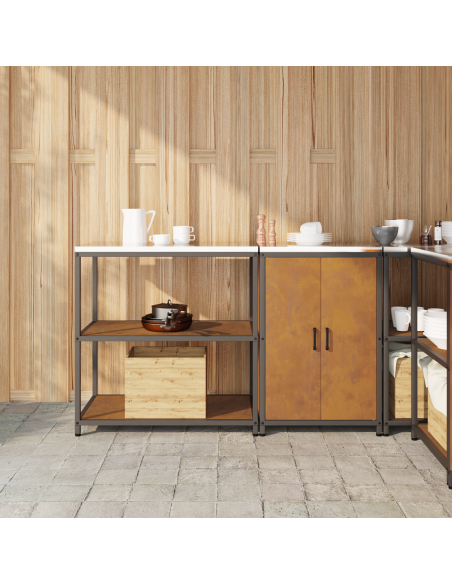 Set di Stoccaggio per Cucina con lo scaffale 2 pcs Ruggine