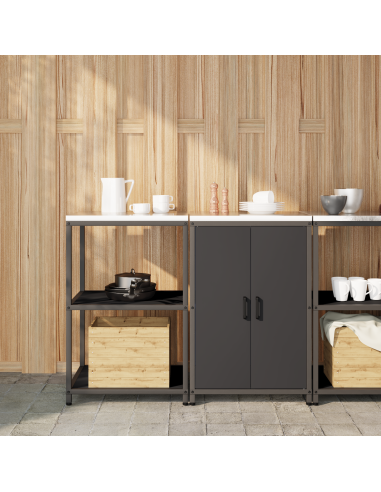 Set di Stoccaggio per Cucina con lo scaffale 2 pcs Nero