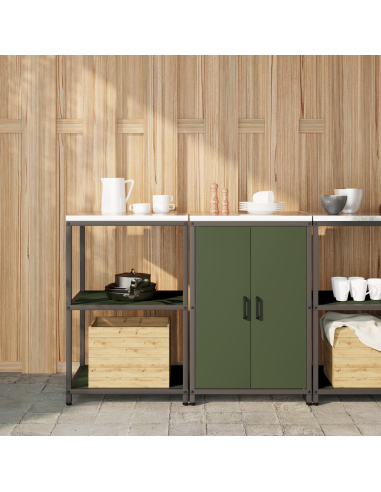 Set di Stoccaggio per Cucina con lo scaffale 2 pcs Verde oliva