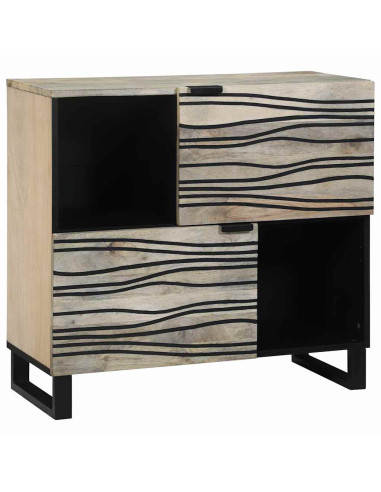 Credenza Bianco 80 x 33 x 75 cm legno massello di mango