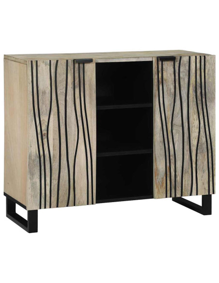 Sideboard Bianco 90 x 33 x 75 cm legno massello di mango