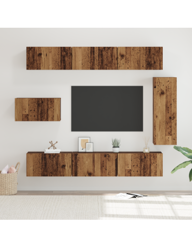 Set mobile TV 8 pcs Legno vecchio Legno multistrato