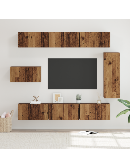 Set mobile TV 8 pcs Legno vecchio Legno multistrato