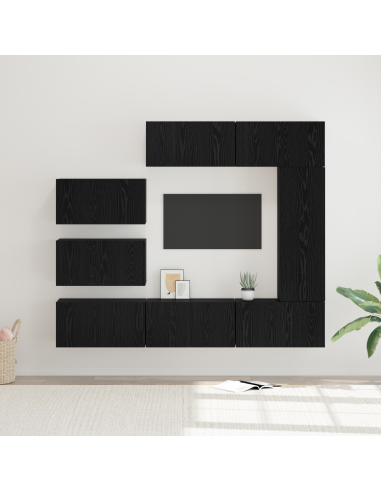 Set mobile TV 8 pcs Rovere Nero Legno multistrato