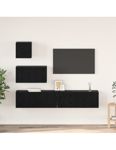 Set mobile TV 3 pcs Rovere Nero Legno multistrato