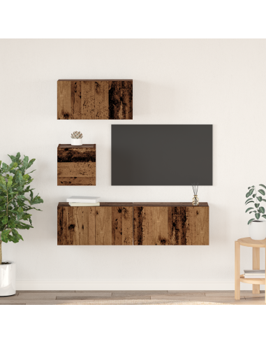 Set mobile TV 4 pcs Legno vecchio Legno multistrato