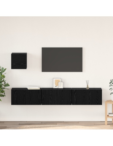 Set mobile TV 4 pcs Rovere Nero Legno multistrato