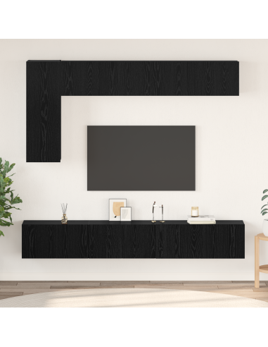 Set mobile TV 6 pcs Rovere Nero Legno multistrato