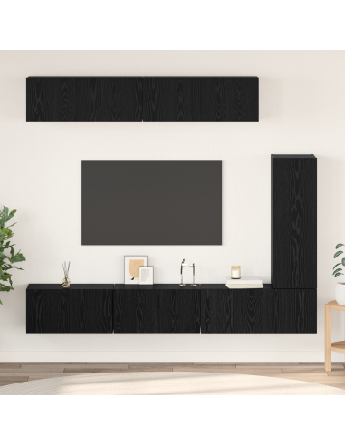 Set mobile TV 6 pcs Rovere Nero Legno multistrato