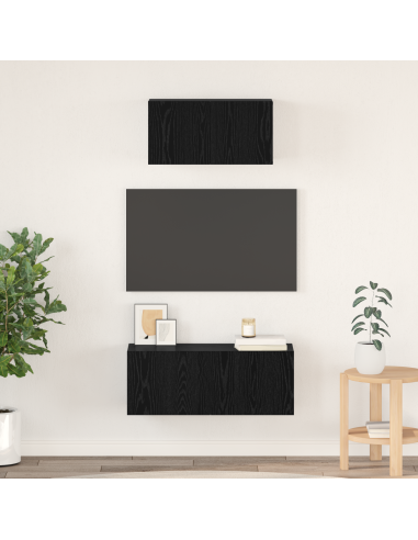 Set mobile TV 2 pcs Rovere Nero Legno multistrato