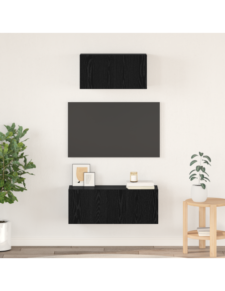 Set mobile TV 2 pcs Rovere Nero Legno multistrato