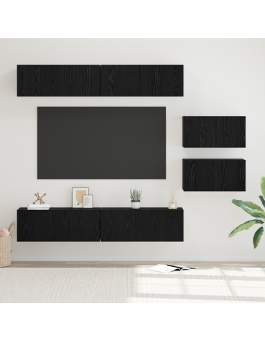 Set mobile TV 6 pcs Rovere Nero Legno multistrato