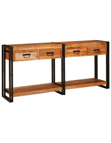 Tavoli consolle 2 pcs Marrone Legno di Acacia Massello