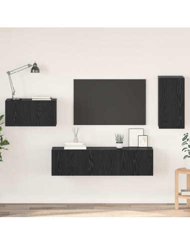 Set mobile TV con cassetto Rovere Nero Legno multistrato