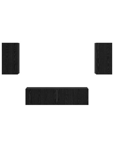 Set mobile TV Montaggio a parete Rovere Nero Legno multistrato