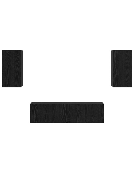 Set mobile TV Montaggio a parete Rovere Nero Legno multistrato