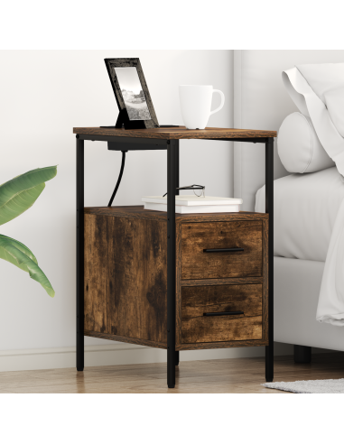 Armadio da Notte con cassetto 2 pcs Rovere fumé 30 x 48 x 61 cm