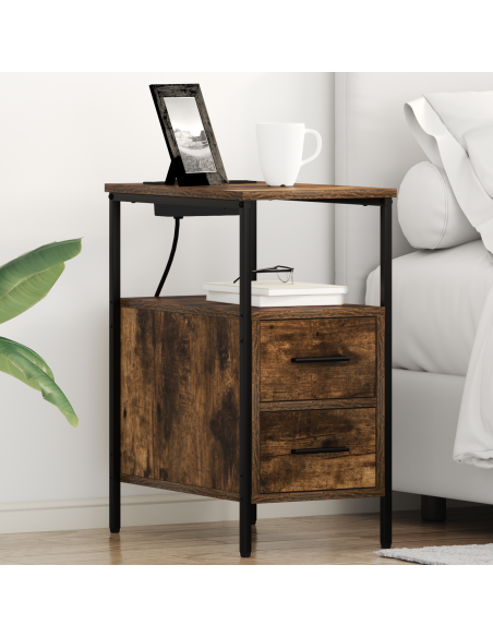 Armadio da Notte con cassetto 2 pcs Rovere fumé 30 x 48 x 61 cm