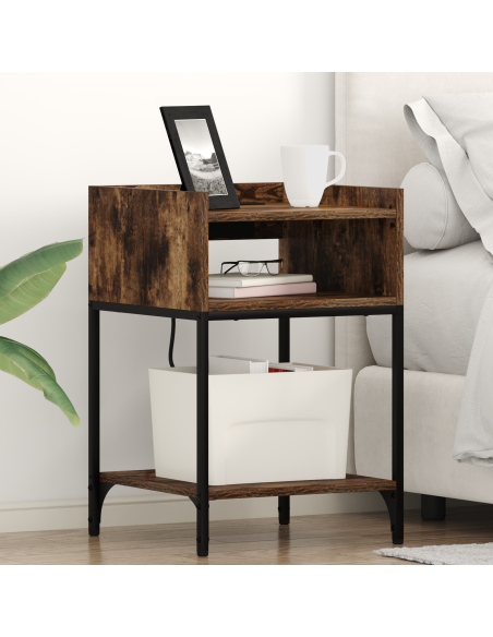 Armadio da Notte 2 pcs Rovere fumé 40 x 40 x 61 cm