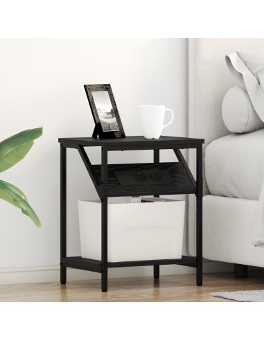 Armadio da Notte 2 pcs Rovere Nero 38 x 30 x 48 cm