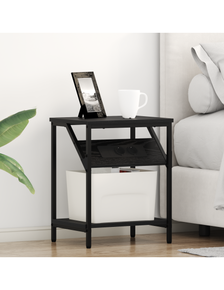 Armadio da Notte 2 pcs Rovere Nero 38 x 30 x 48 cm