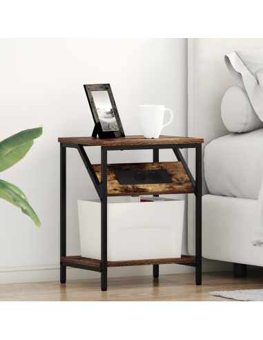 Armadio da Notte 2 pcs Rovere fumé 38 x 30 x 48 cm