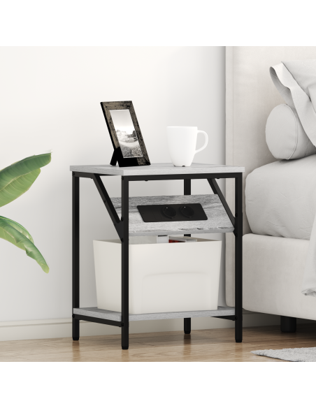 Armadio da Notte 2 pcs Grigio Sonoma 38 x 30 x 48 cm