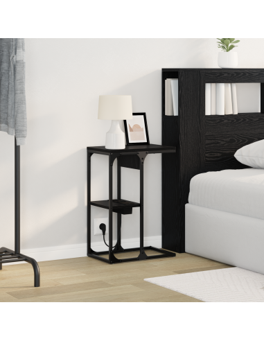 Armadio da Notte Rovere Nero 41,5 x 26 x 60,5 cm