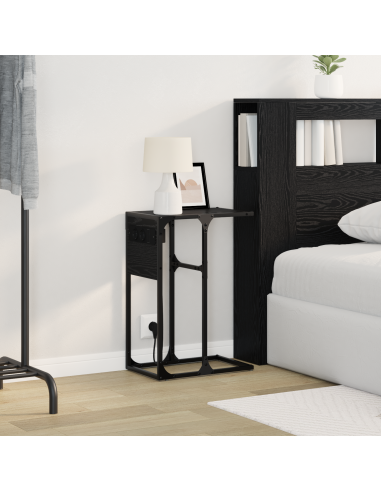 Armadio da Notte Rovere Nero 41,5 x 26 x 60,5 cm