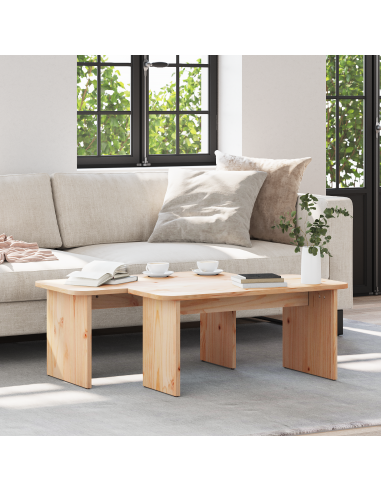 Tavolino da salotto 2 pcs Naturale Legno di pino massello