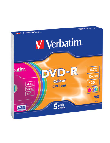 Verbatim DVD-R Colour 4,7 GB 5 pz