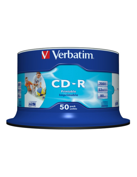 Verbatim CD-R AZO Wide Inkjet Printable no ID 700 MB 52x 50 pz