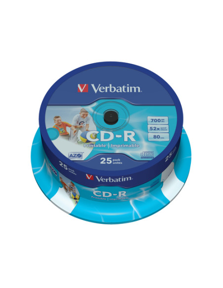 Verbatim CD-R AZO Wide Inkjet Printable 700 MB 52x 25 pz
