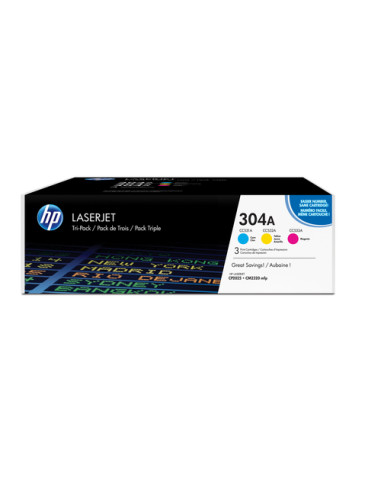 HP Confezione da 3 cartucce originali di toner ciano/magenta/giallo LaserJet 304A